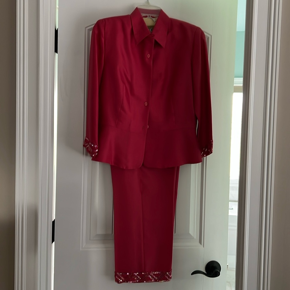 Elegant Silk Coral Suit Set